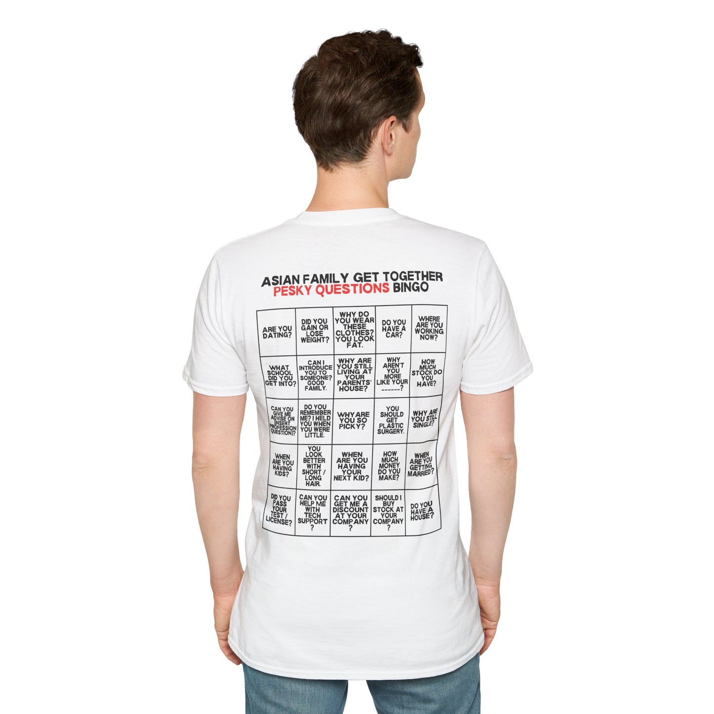 Unisex “Pesky Questions” Asian Family Gathering Bingo T-Shirt
