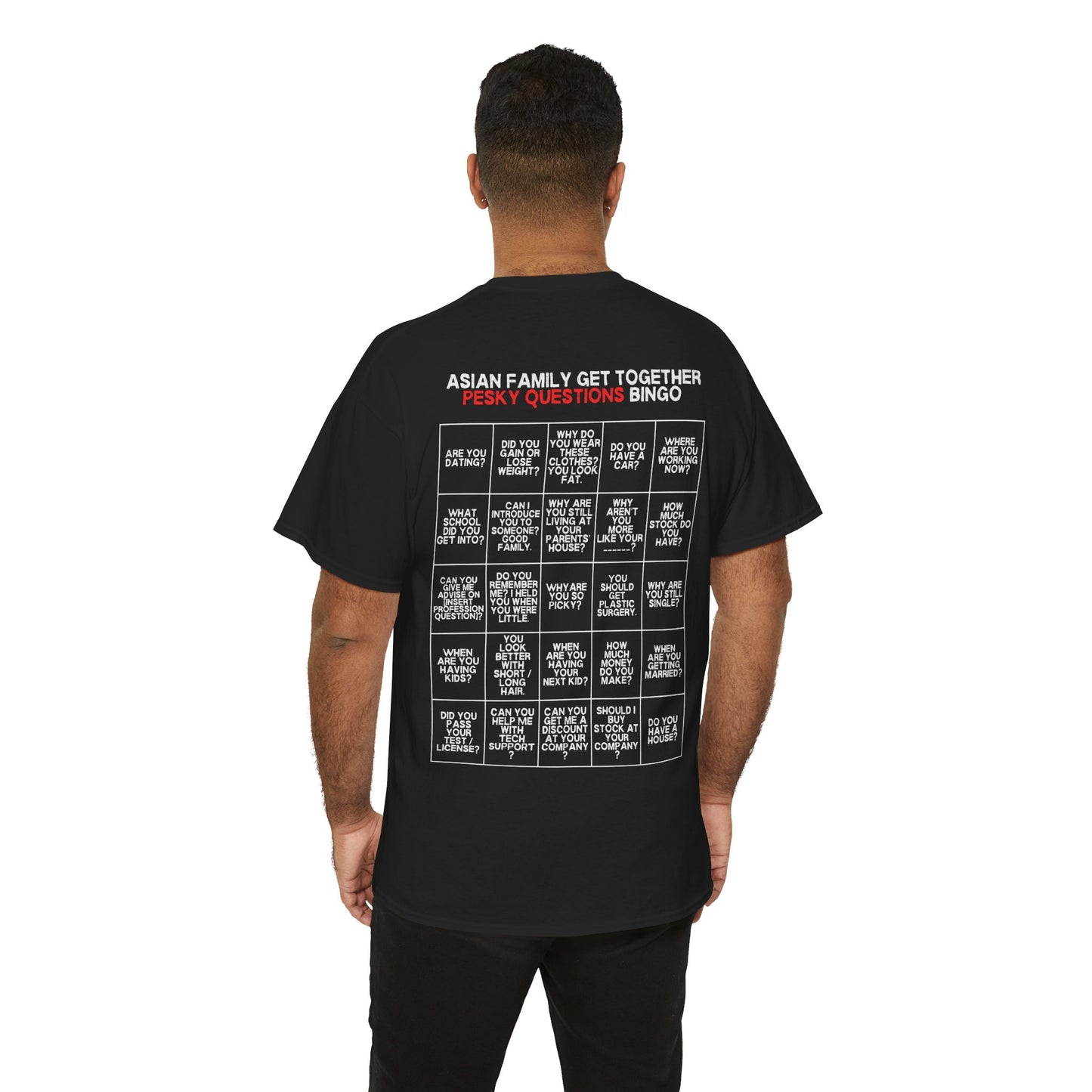 Asian Family Bingo Tee | Unisex Heavy Cotton Tee for Family Gatherings, Game Nights, Cultural Events, Funny Family Humor