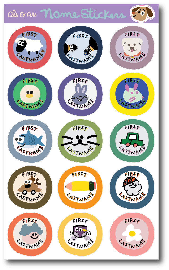 Customized Name Stickers - Happy Round Stickies