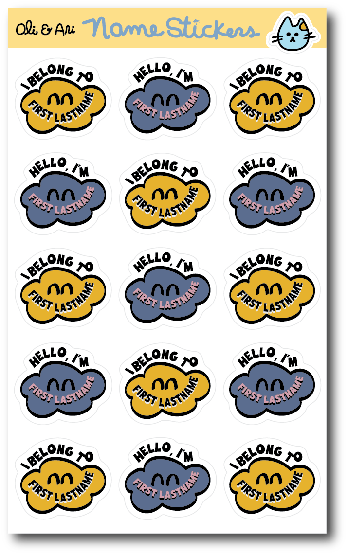 Customized Name Stickers - Hello I Am & I Belong To