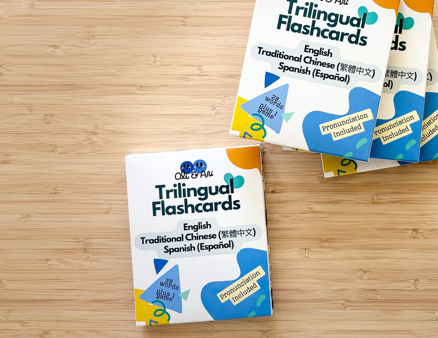 Trilingual Flash Cards - English, Traditional Chinese, and Spanish