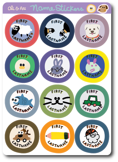 Customized Name Stickers - Round Stickies