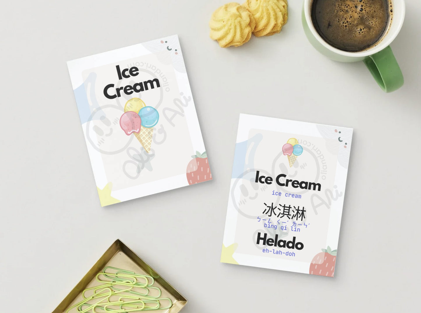 Trilingual Flash Cards - English, Traditional Chinese, and Spanish