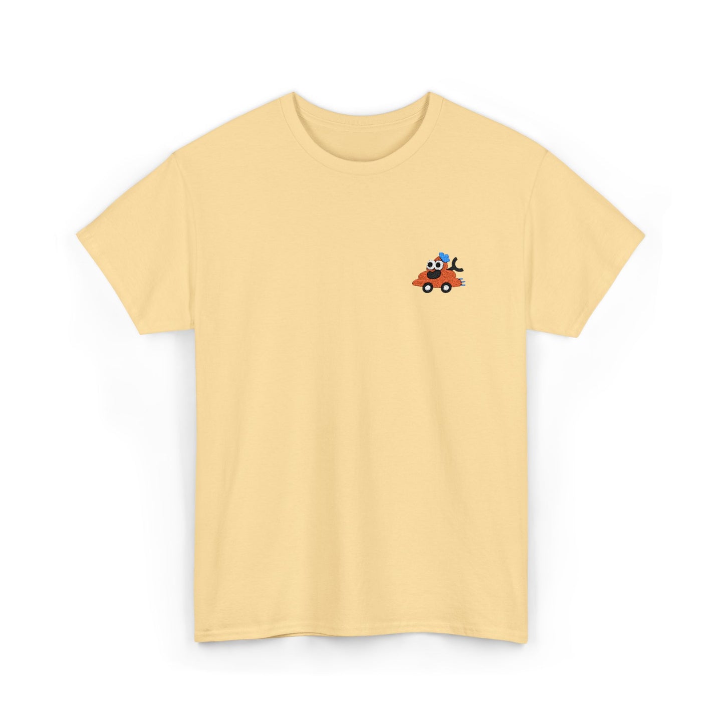Poopie Car Adult Embroidered Tee - Orange