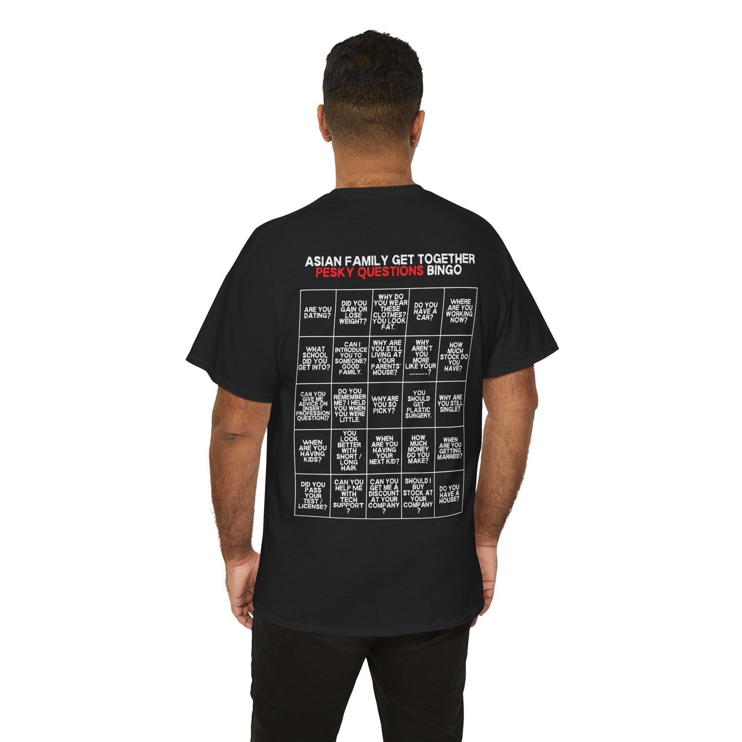Asian Family Bingo Tee | Unisex Heavy Cotton Tee for Family Gatherings, Game Nights, Cultural Events, Funny Family Humor
