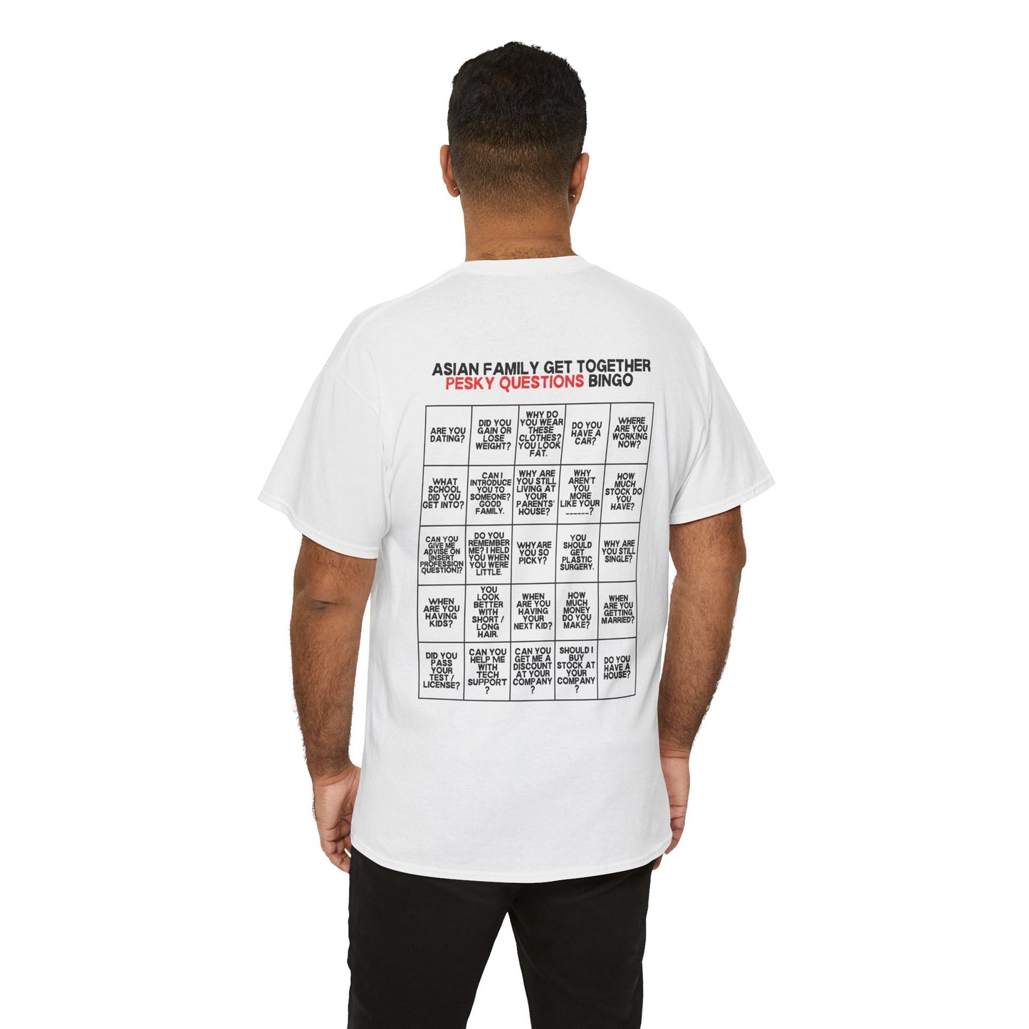 Asian Family Bingo Tee | Unisex Heavy Cotton Tee for Family Gatherings, Game Nights, Cultural Events, Funny Family Humor