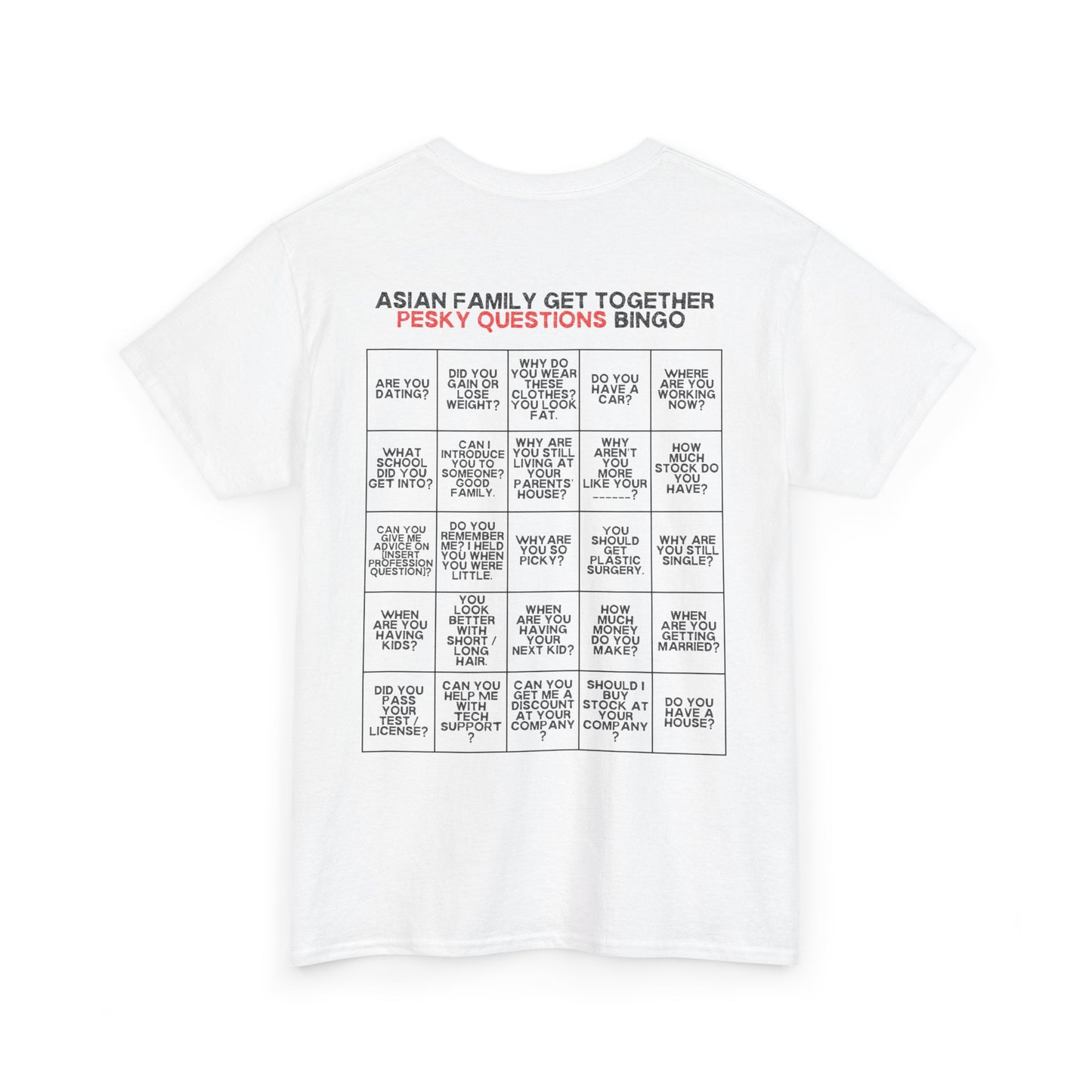 Asian Family Bingo Tee | Unisex Heavy Cotton Tee for Family Gatherings, Game Nights, Cultural Events, Funny Family Humor