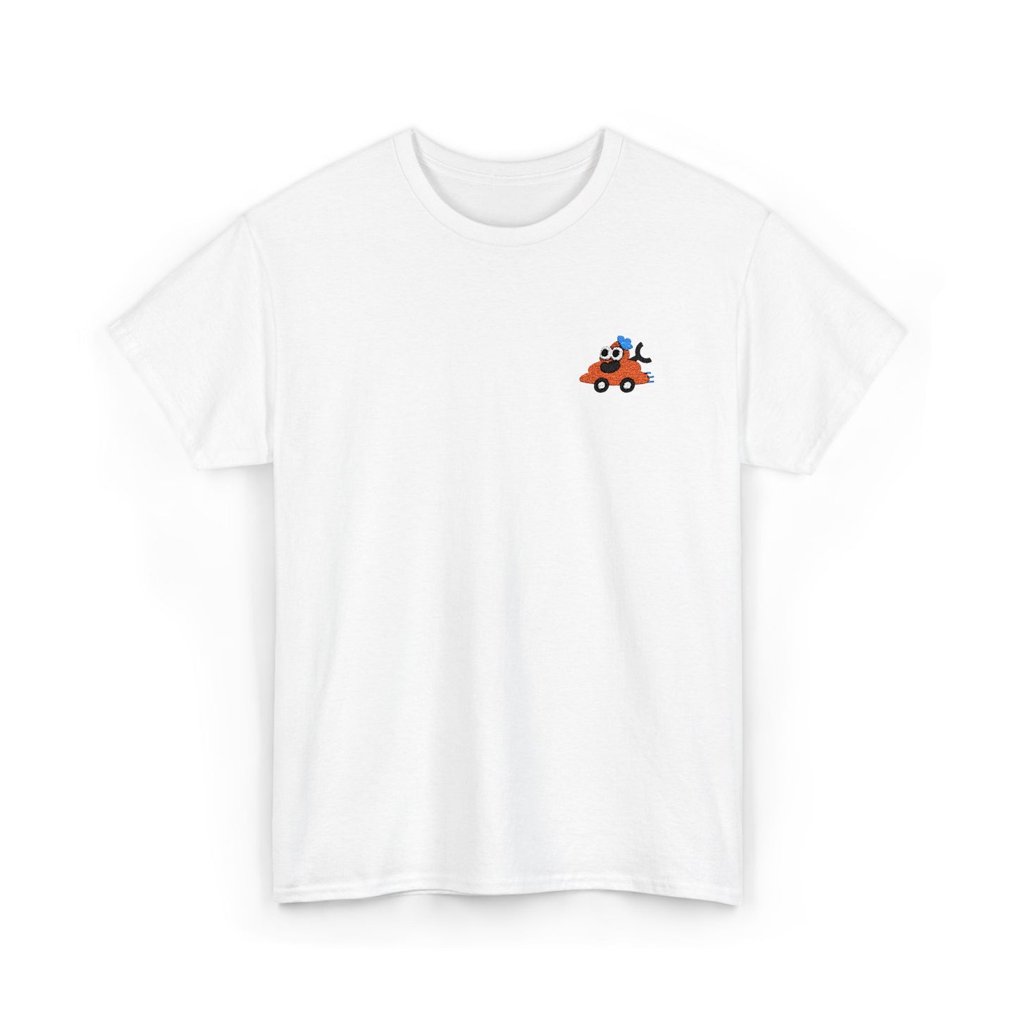 Poopie Car Adult Embroidered Tee - Orange
