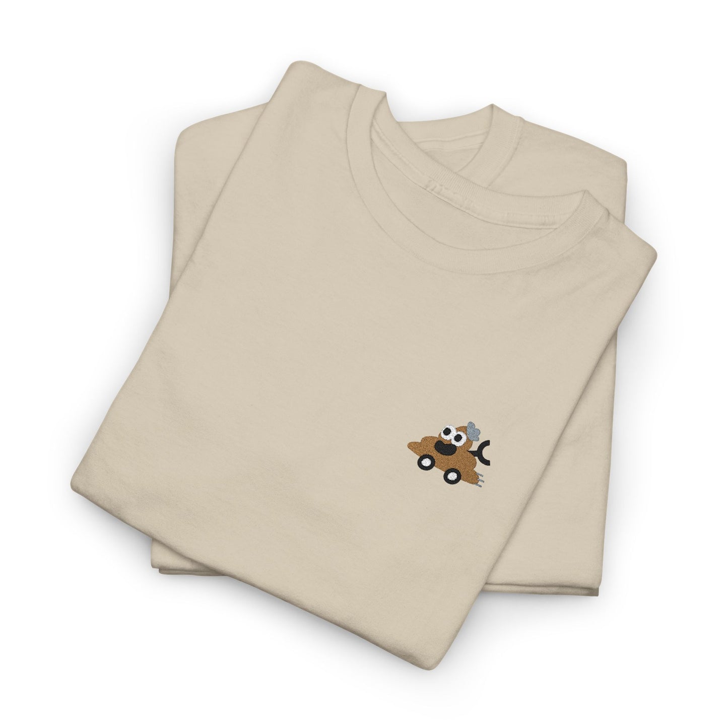 Poopie Car Adult Embroidered Tee - Brown
