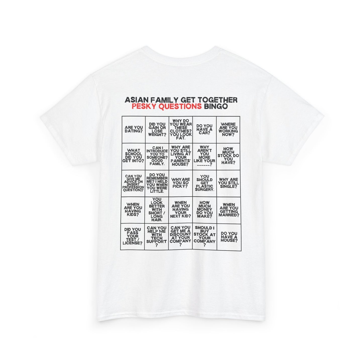 Asian Family Bingo Tee | Unisex Heavy Cotton Tee for Family Gatherings, Game Nights, Cultural Events, Funny Family Humor
