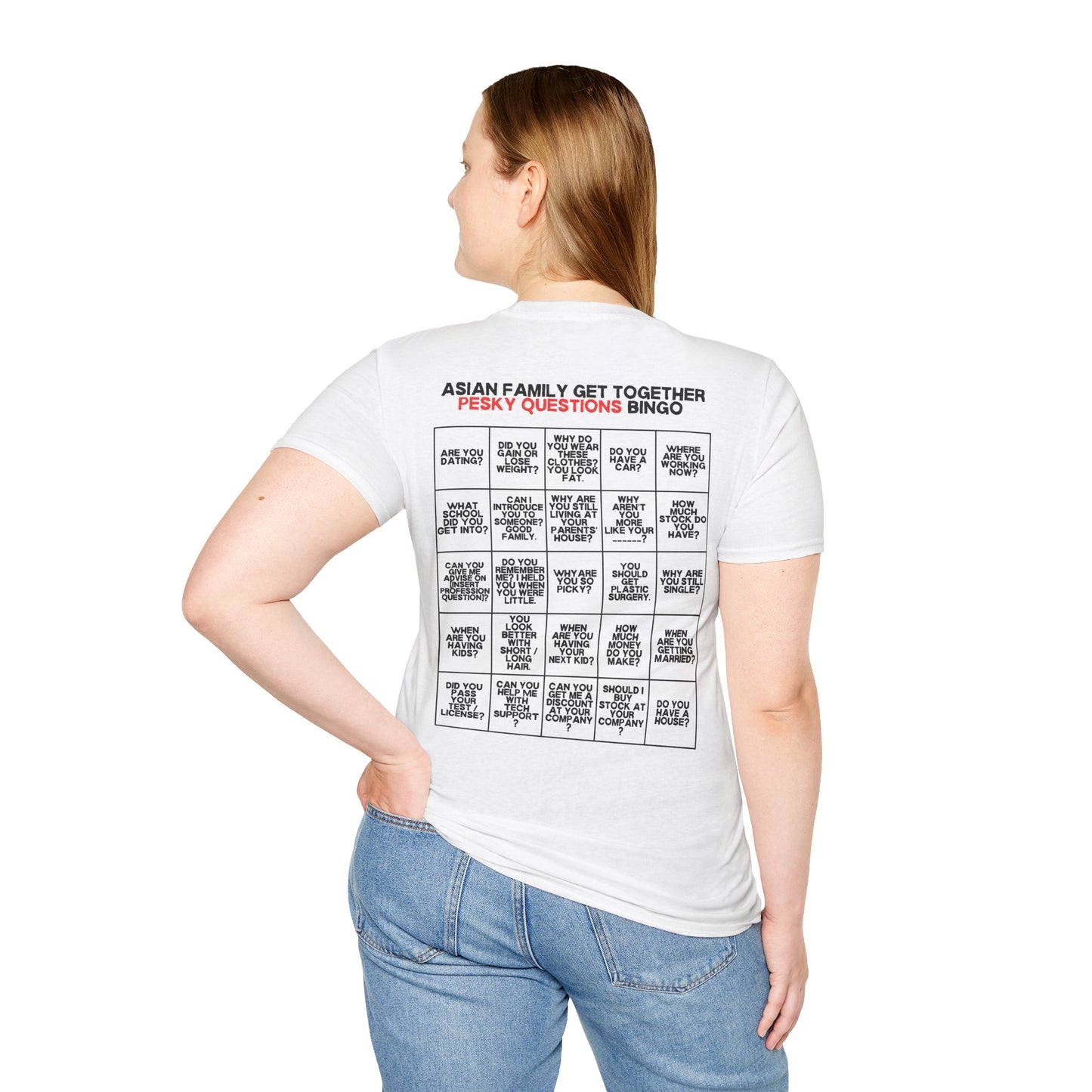 Unisex “Pesky Questions” Asian Family Gathering Bingo T-Shirt