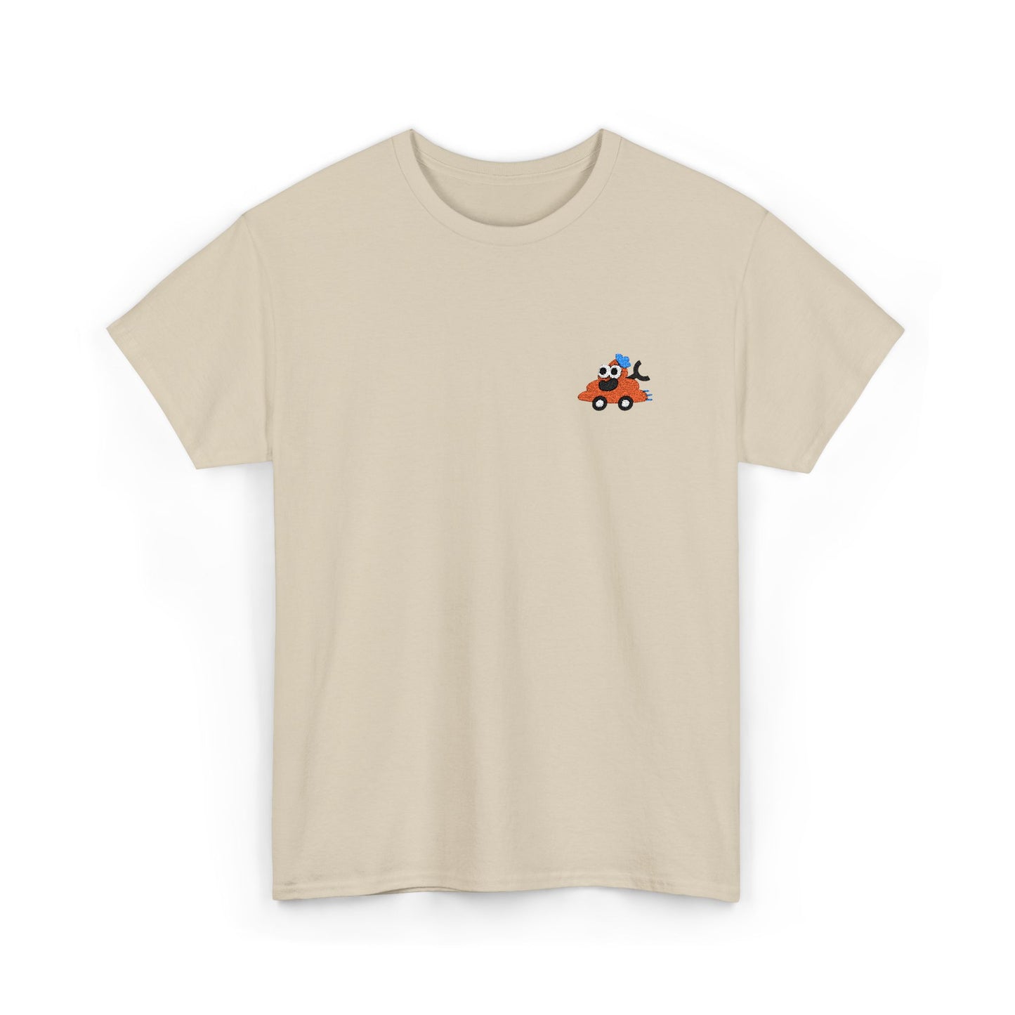 Poopie Car Adult Embroidered Tee - Orange