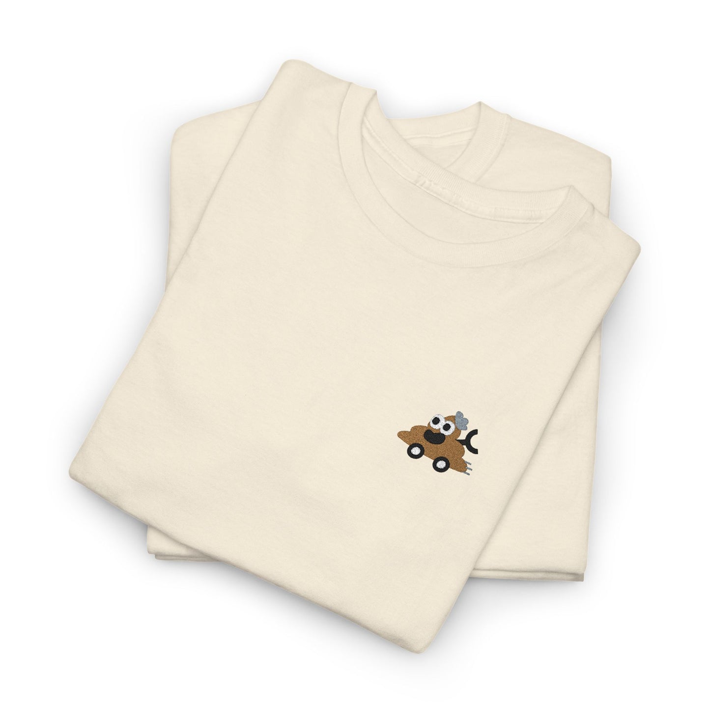 Poopie Car Adult Embroidered Tee - Brown