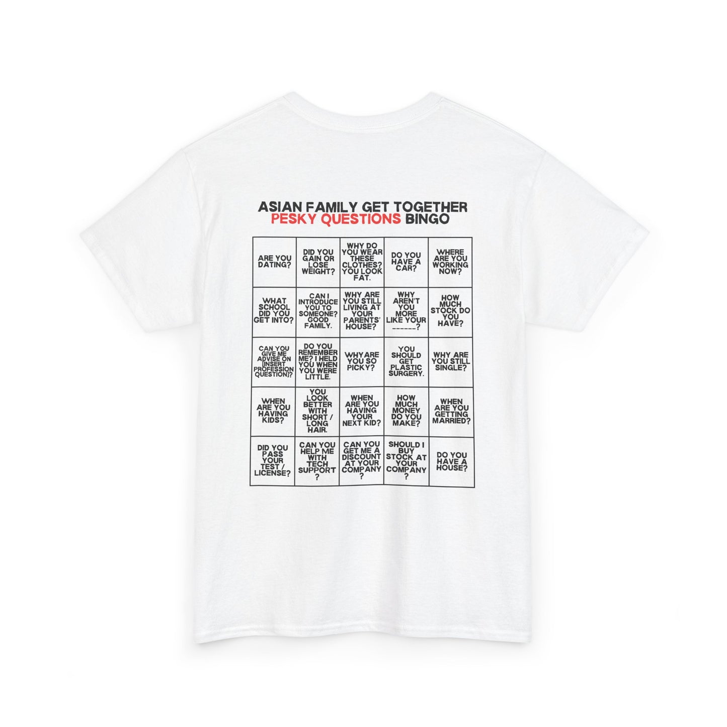 Asian Family Bingo Tee | Unisex Heavy Cotton Tee for Family Gatherings, Game Nights, Cultural Events, Funny Family Humor