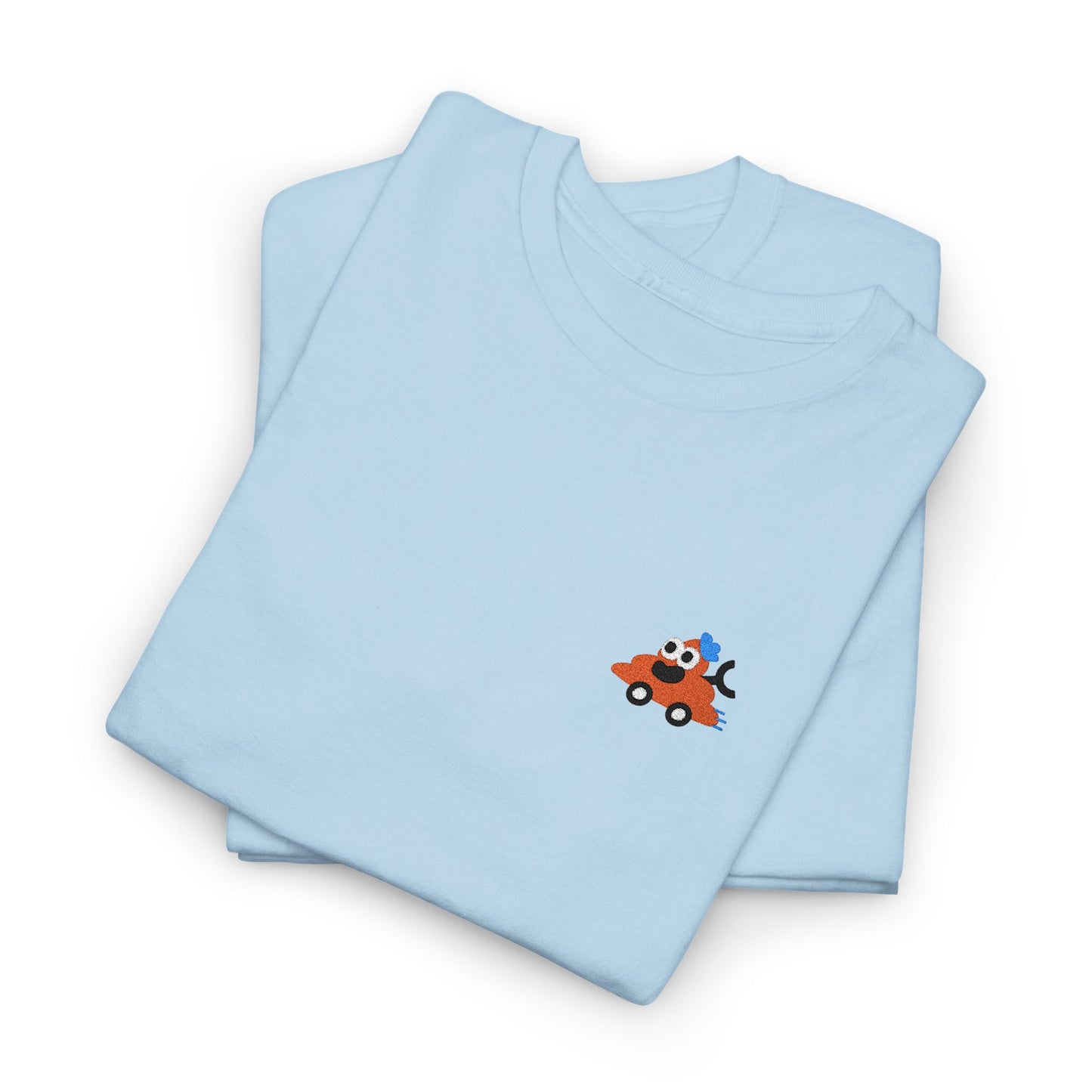 Poopie Car Adult Embroidered Tee - Orange