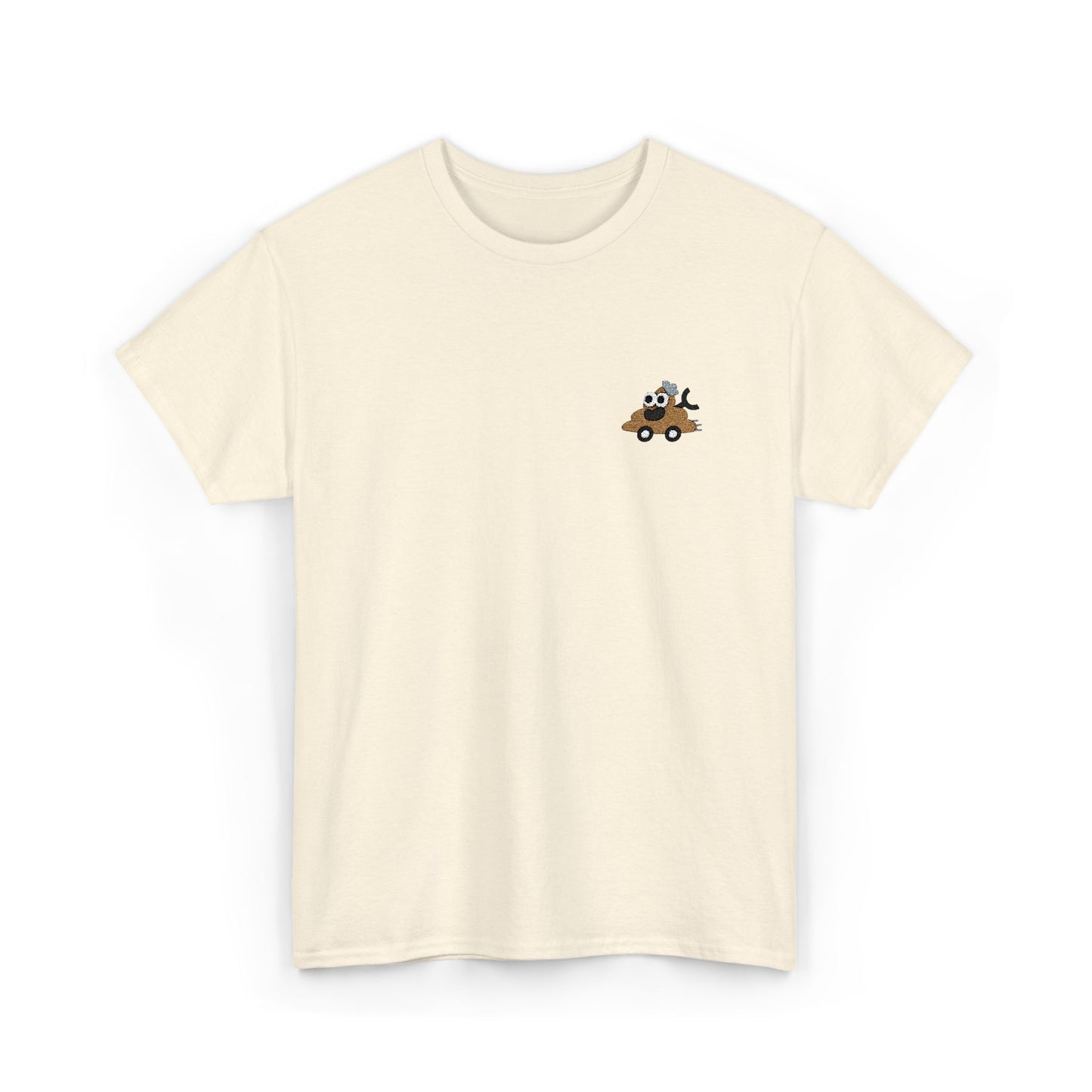 Poopie Car Adult Embroidered Tee - Brown