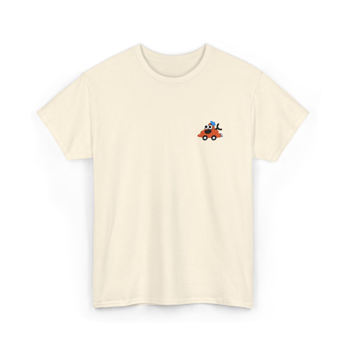 Poopie Car Adult Embroidered Tee - Orange