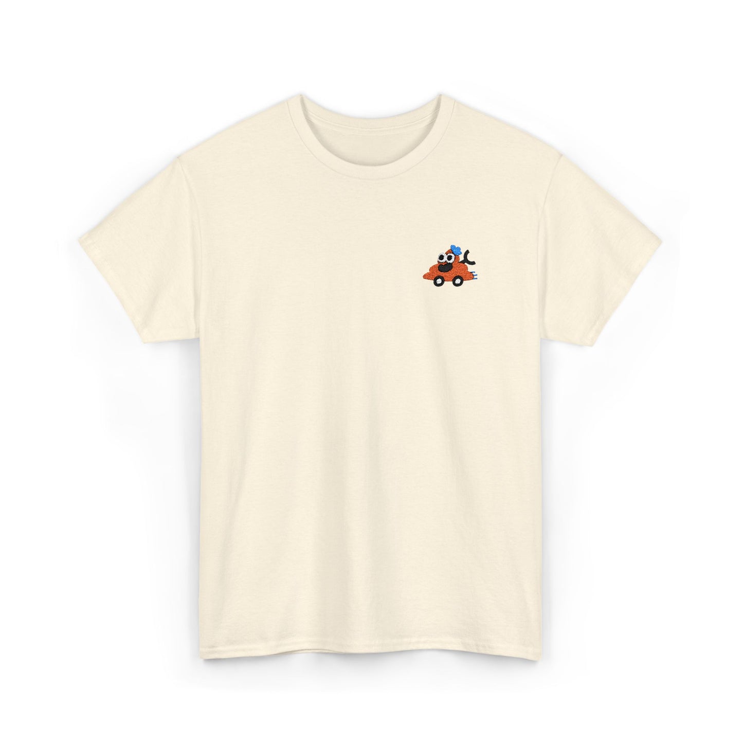 Poopie Car Adult Embroidered Tee - Orange