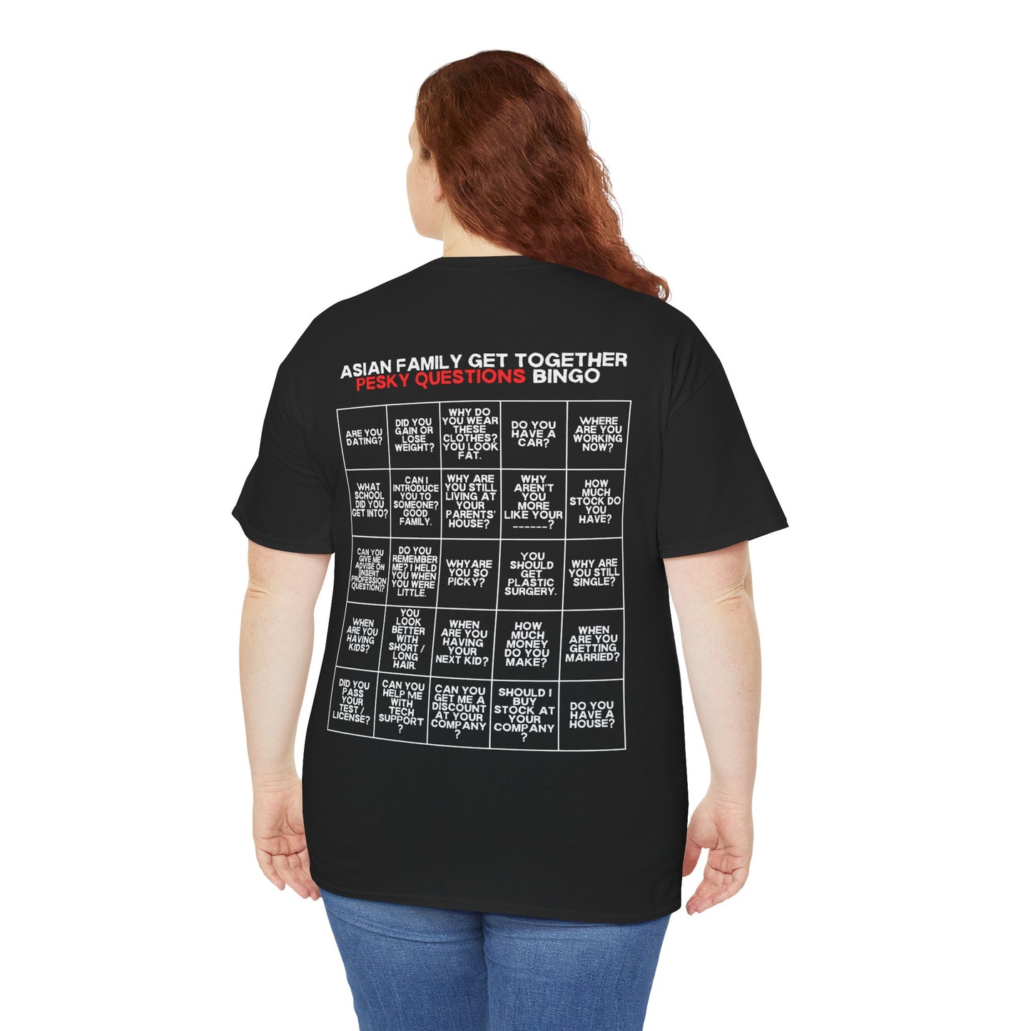 Asian Family Bingo Tee | Unisex Heavy Cotton Tee for Family Gatherings, Game Nights, Cultural Events, Funny Family Humor