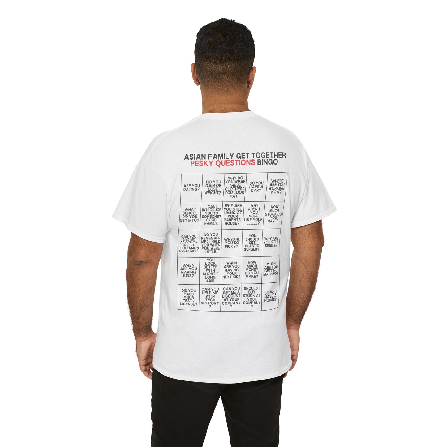 Asian Family Bingo Tee | Unisex Heavy Cotton Tee for Family Gatherings, Game Nights, Cultural Events, Funny Family Humor