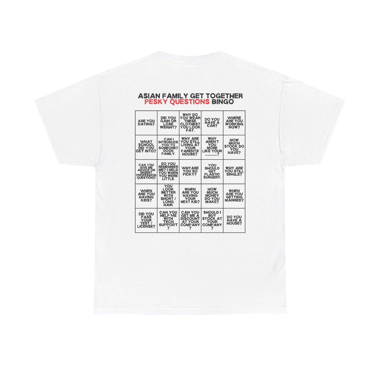 Asian Family Bingo Tee | Unisex Heavy Cotton Tee for Family Gatherings, Game Nights, Cultural Events, Funny Family Humor