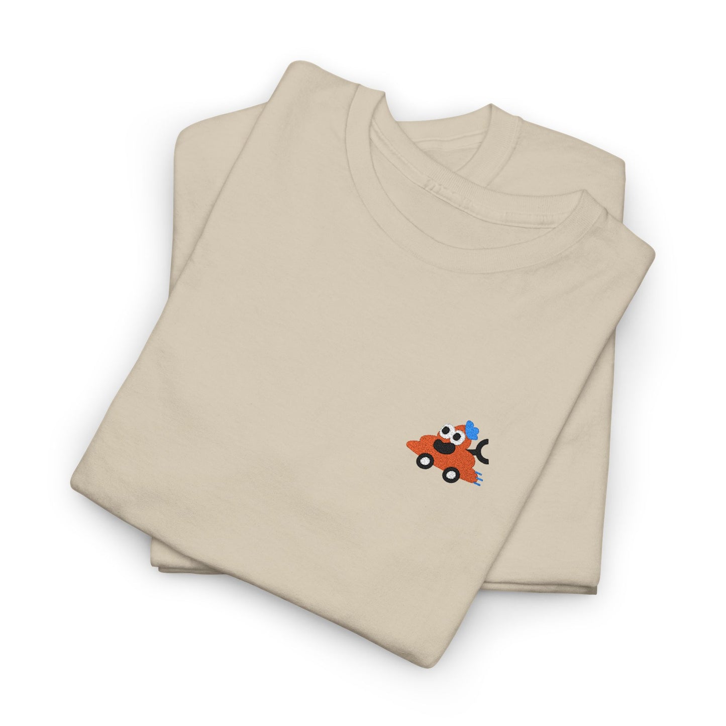 Poopie Car Adult Embroidered Tee - Orange