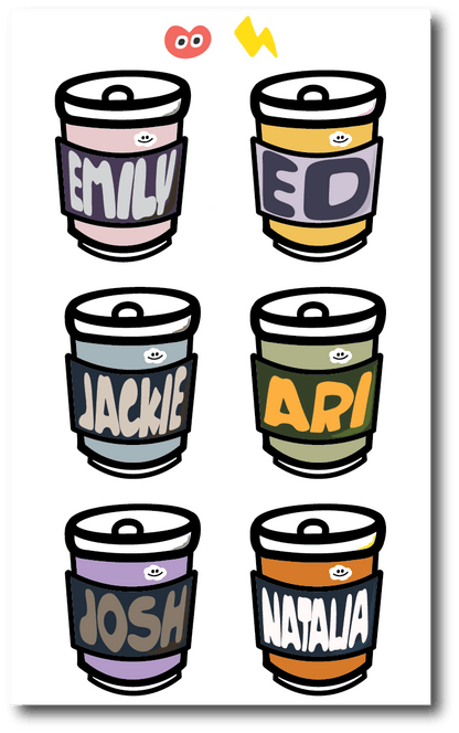 Iron On - Customized Name - Bigger Coffee Cups