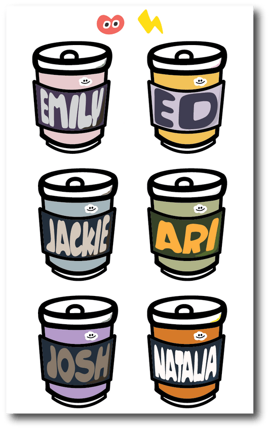 Iron On - Customized Name - Bigger Coffee Cups