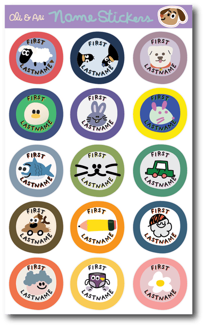 Customized Name Stickers - Happy Round Stickies