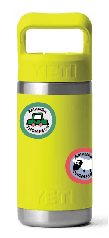 Customized Name Stickers - Happy Round Stickies