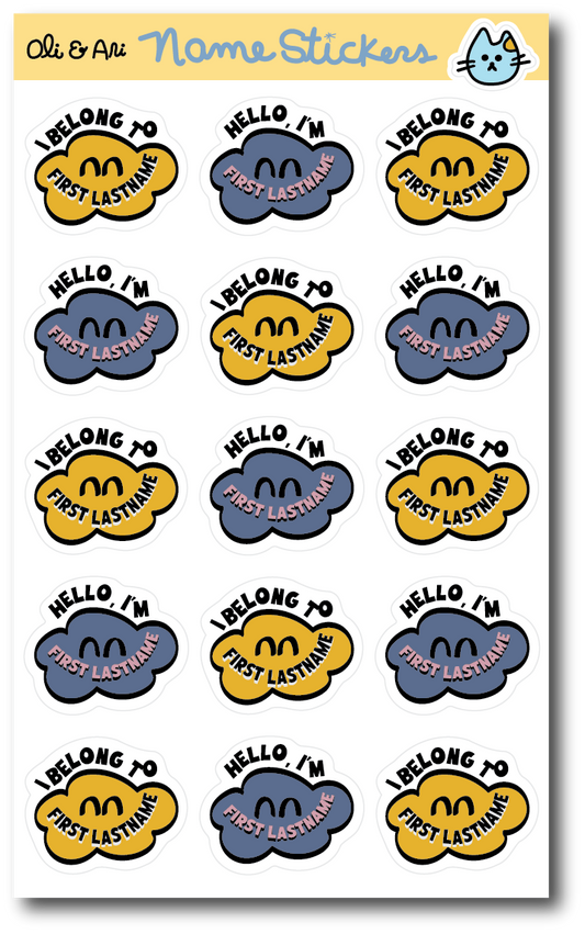 Customized Name Stickers - Hello I Am & I Belong To