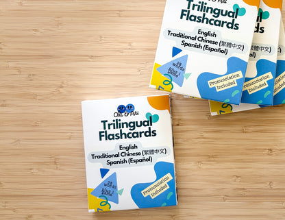 Trilingual Flash Cards - English, Traditional Chinese, and Spanish