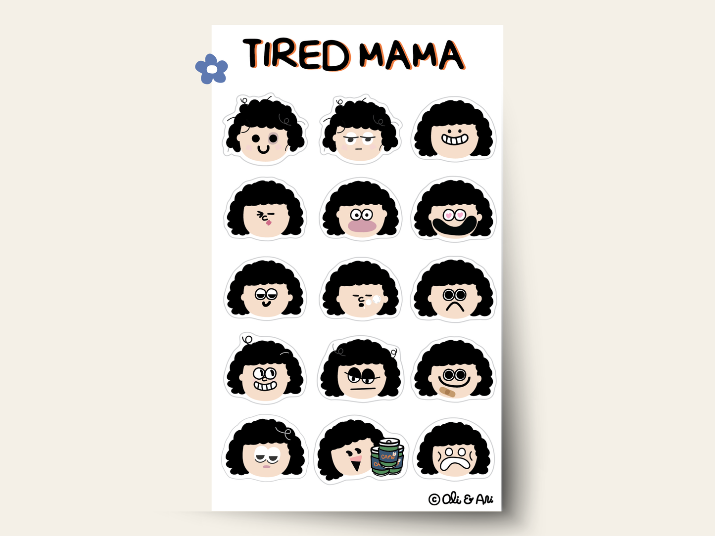 Tired Mama Faces Sticker Sheet