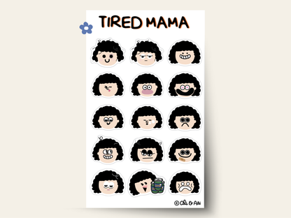 Tired Mama Faces Sticker Sheet
