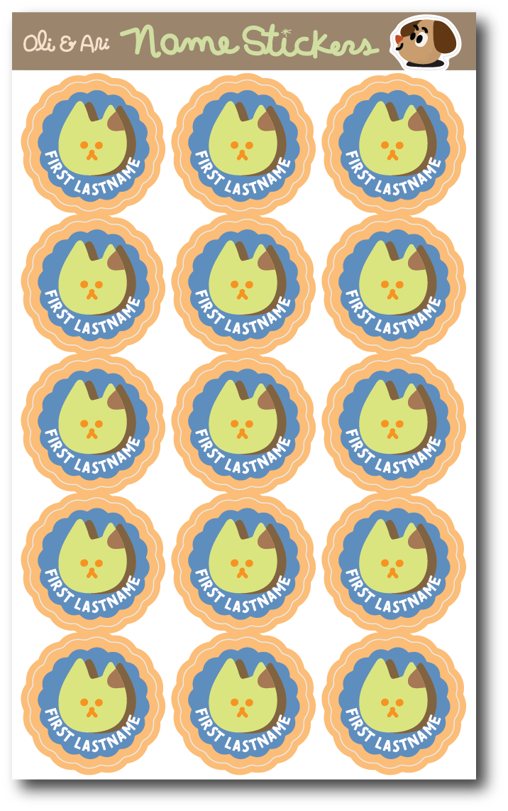 Customized Name Stickers - No Emotion Cat Badge II
