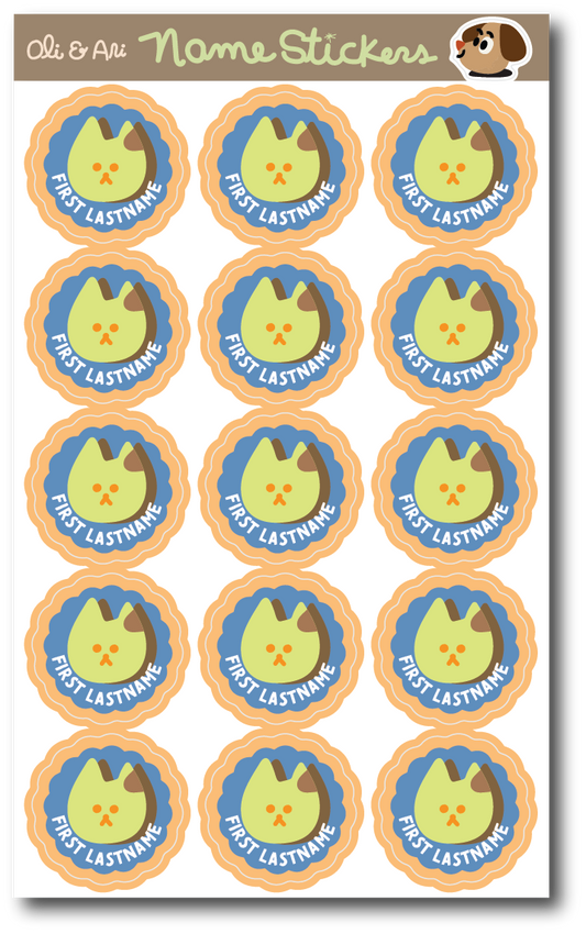 Customized Name Stickers - No Emotion Cat Badge II