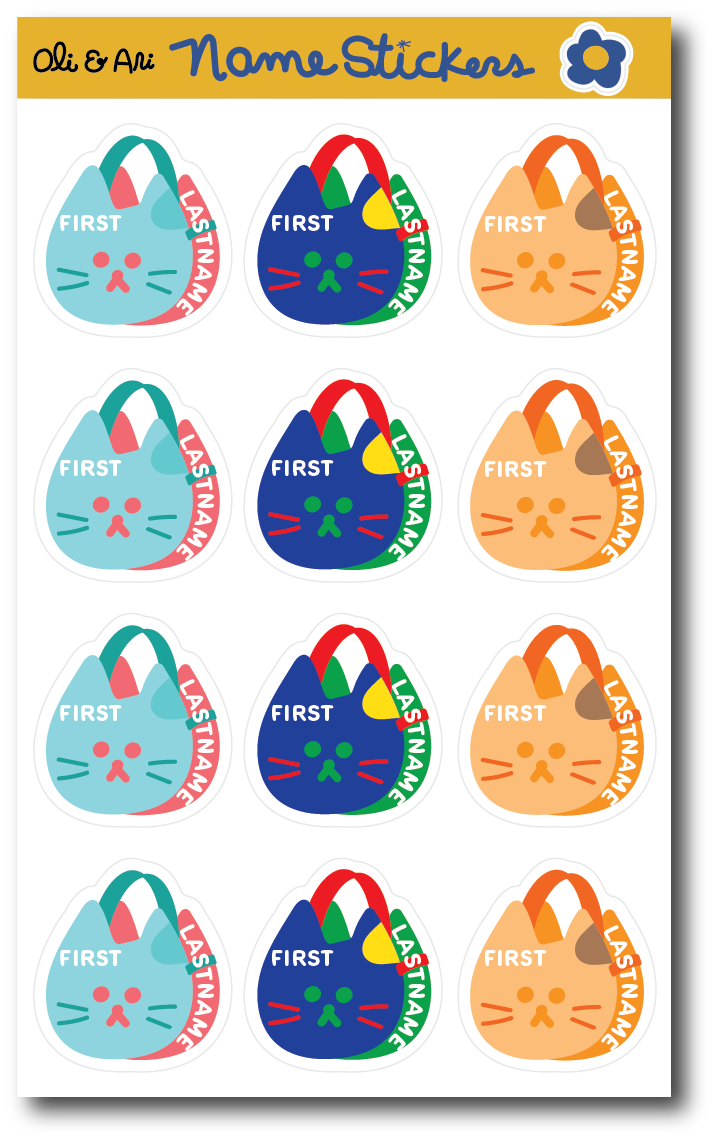 Customized Name Stickers - No Emotion Cat Bag
