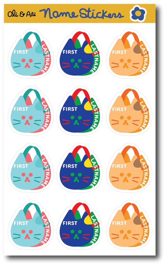 Customized Name Stickers - No Emotion Cat Bag
